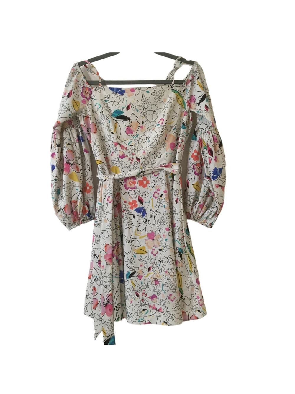 Clover and Sloane Medium Floral Dress Off Shoulder Spaghetti Strap Long Sleeves